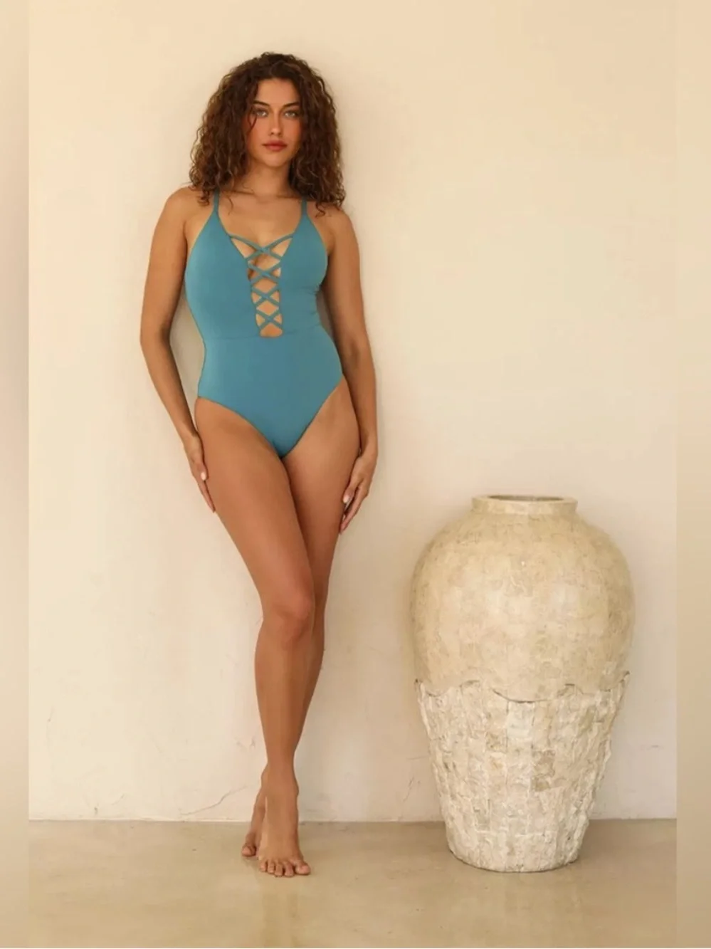 Dippin daisys bliss one piece envy teal blue medium NWT